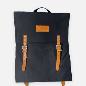 Indian motorcycle vintage Black Backpack with Tan leather Accents